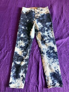 VIP Bleached Navy and White Tie-Dye Jeans